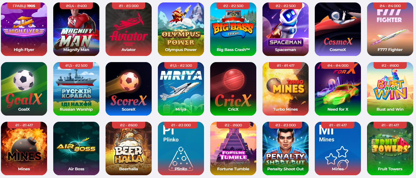 Crash-ігри Pin Up: Aviator, Spaceman, Plinko, Mines